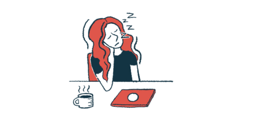 A woman is seen sleeping at a table, with a folder and a steaming cup of coffee in front of her.