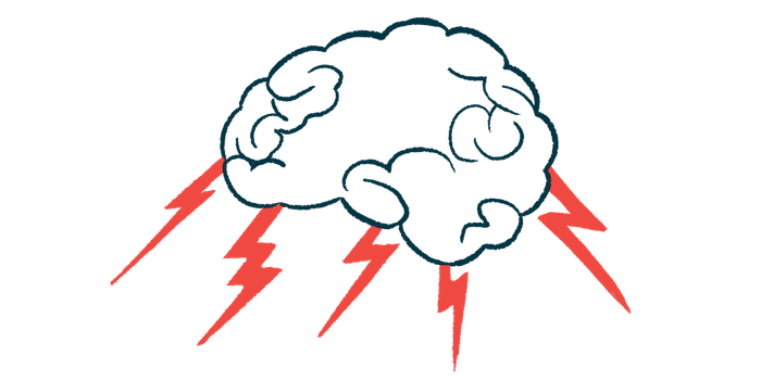 An illustration of the brain with red lightning bolts pointing to the different regions.
